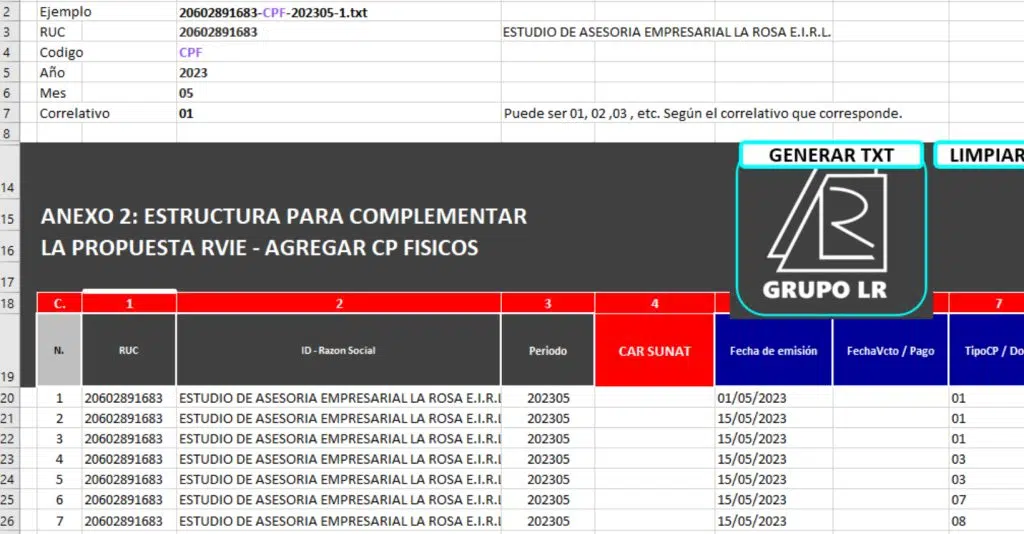 Agregar comprobantes fisicos al RVI